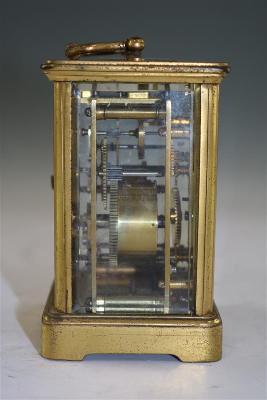 A Hamilton & Inches gilt brass carriage timepiece,